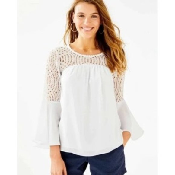 NWT Lilly Pulitzer Resort White Amenna Blouse Size 0 - Picture 1 of 7